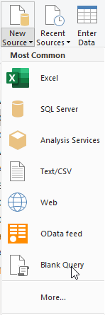 PowerBI New Blank Query